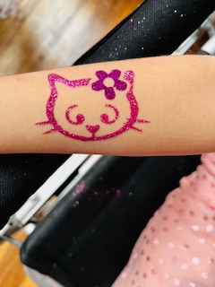 pink cat glitter tattoo in Albrighton